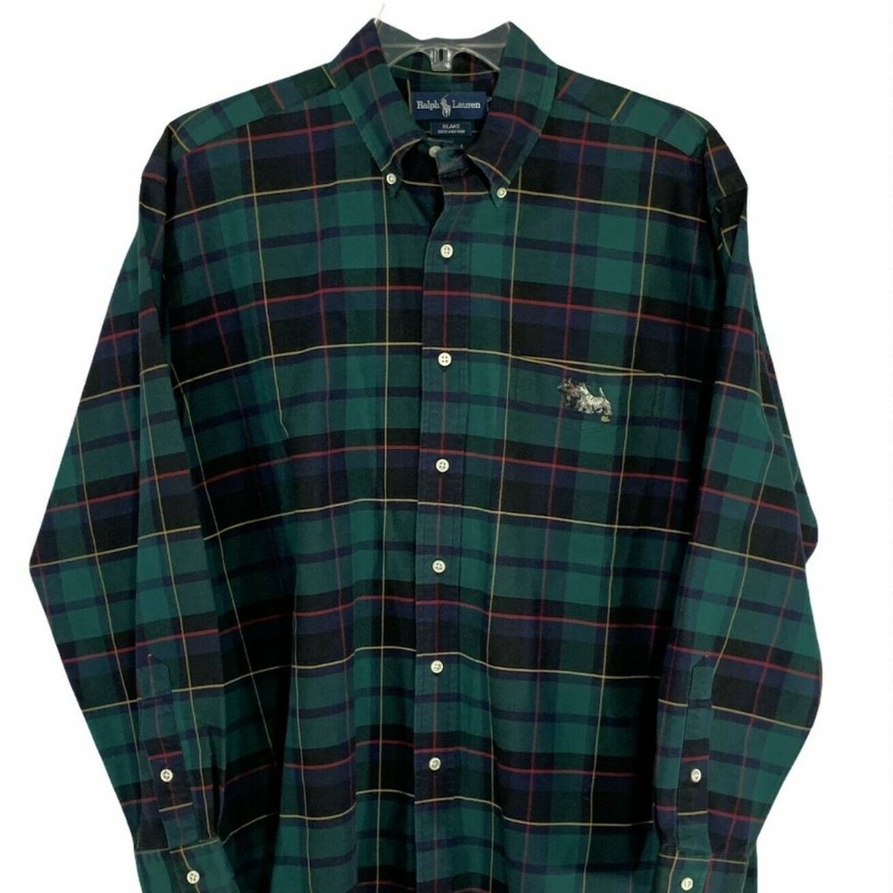 POLO RALPH LAUREN Scottie Dog Logo Shirt Navy Gree
